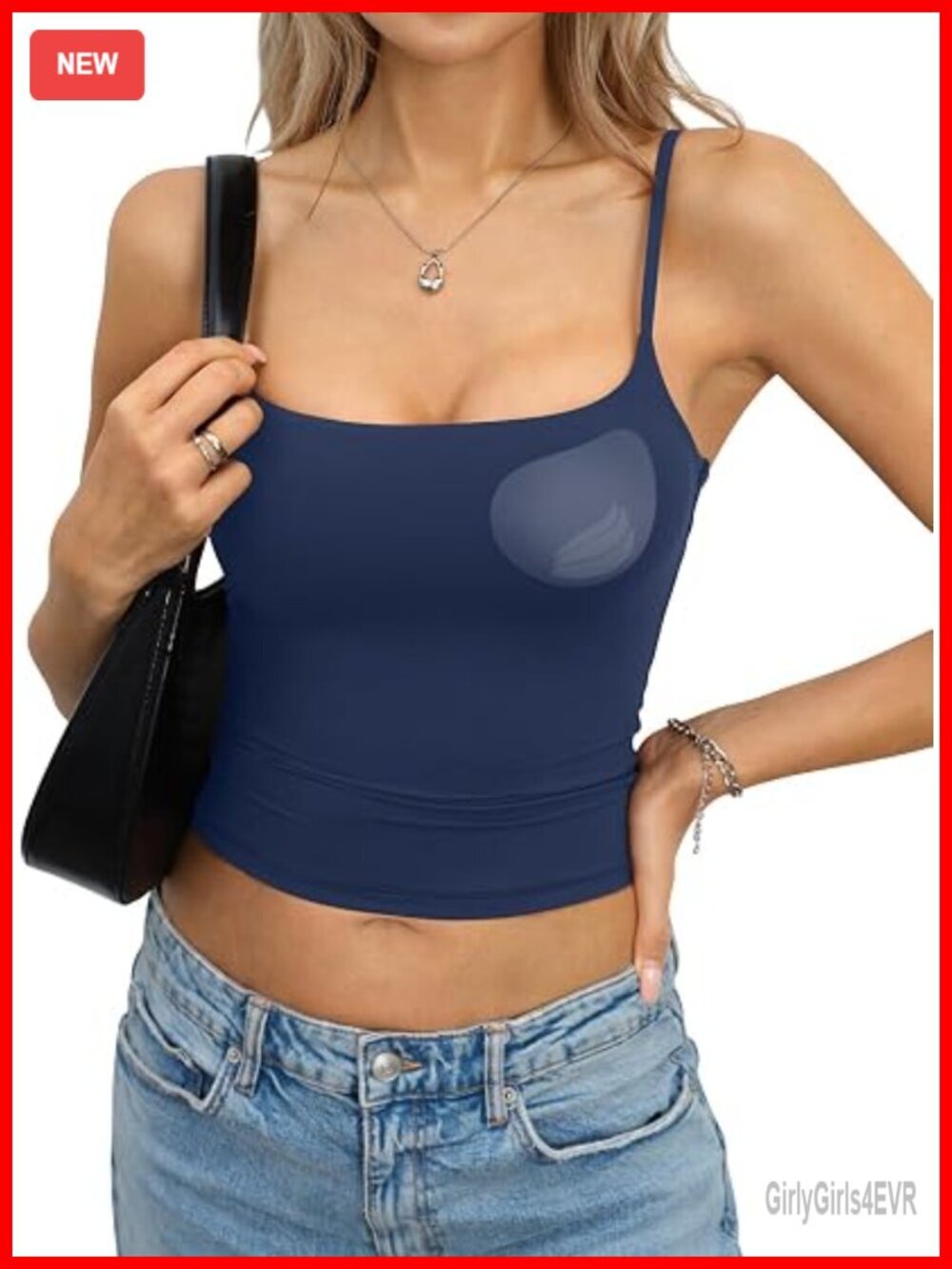 Double Lined Padded Crop Cami Top Spaghetti Strap Tank Y2K Going Out